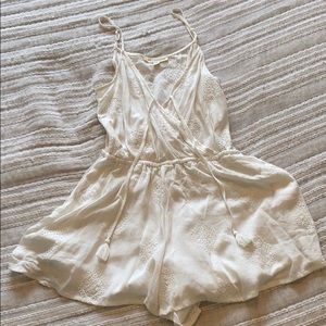 Off white linen romper